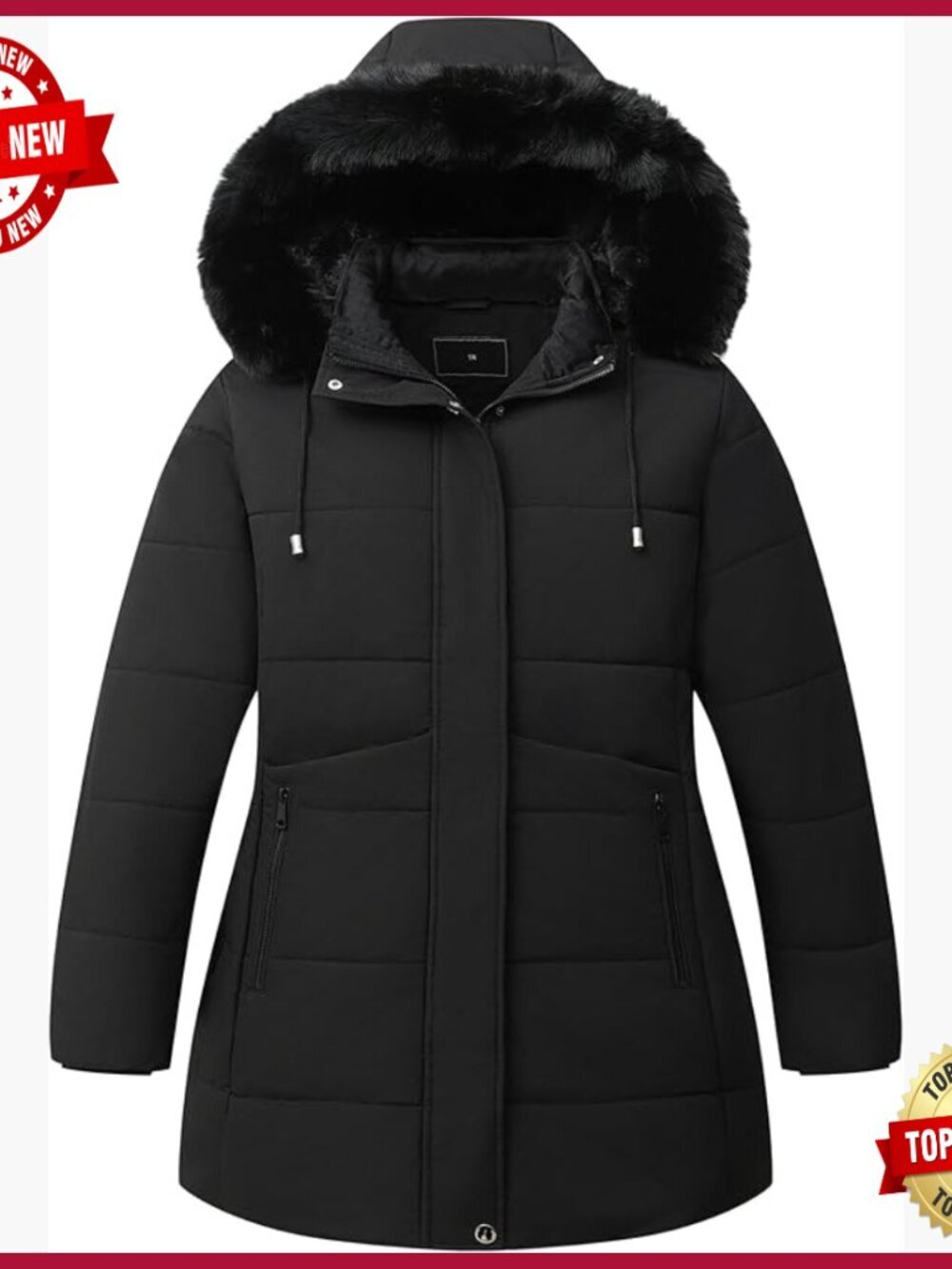 Plus Size Waterproof Down Parka Jacket with Detachable Hood
